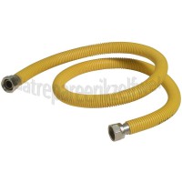 Foto van Gasslang RVS gasslang alleen voor inbouw apparatuur 120cm geel met koppelingen 