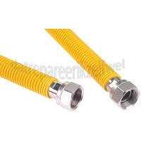 Foto van Gasslang RVS gasslang voor inbouw apparatuur RAM 100 cm geel met koppelingen 