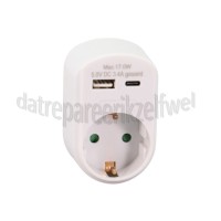 Foto van Q-Link Stekker Doorvoerstekker met 2 x USB Wit, 3680W 