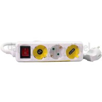 Foto van Exin Tafelcontactdoos 3x1,5mm2 3500W 16A RA wit 1,5M + schakelaar 3v tafelcontactdoos 