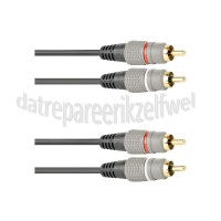 Foto van Easyfiks Tulp Kabel 2x Tulp RCA Male - 2x Tulp RCA Male 2.5 Meter, Afgeschermd 