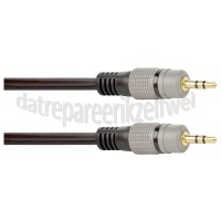 Foto van Easyfiks Jack Kabel Jack 3.5mm Stereo Male - Jack 3.5mm Stereo Male 2.5 Meter, Zwart, Verguld 