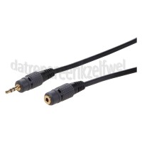 Foto van Easyfiks Jack Verlengkabel Jack 3.5mm Stereo Male - Jack 3.5mm Contra Stereo Female 5.0 Meter, Zwart, Verguld 