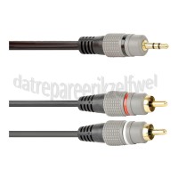 Foto van Easyfiks Jack - Tulp Kabel Jack 3.5mm Stereo Male - 2x Tulp RCA Male 2.5 Meter, Verguld 