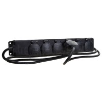 Foto van Brennenstuhl Tafelcontactdoos 3x1,5mm2 3500W 16A Zwart 2M 6-voudig, IP44 Spatwaterdicht, Zelfsluitende deksels 