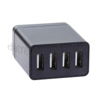 Foto van Easyfiks USB Oplader 230V, 4.8A/5V, 4-poort, zwart Universeel USB 