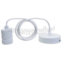 Foto van Calex Pendel Retro Pendel aluminium, mat wit, 3 rings E27 fitting 