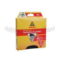 Foto van Deltafix Tochtstrip E-profiel zelfklevend Zwart 2x3m 9mm breed 4mm dik 