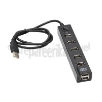 Foto van ACT Hub 7 Poorts USB Hub met Aan/Uit Knop USB 2.0, Zwart 