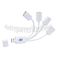 Foto van ACT Hub Flexibele 4 Poorts USB Hub USB 2.0 Wit 