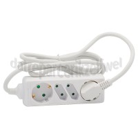 Foto van Q-Link Tafelcontactdoos 3x 1.5mm2 1.5 Meter Wit 2x Eurostekker, 2 Voudig Randaarde 