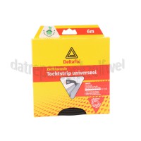 Foto van Deltafix Tochtstrip Universeel, zwart 6m x 9mm breed 7mm dik 
