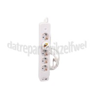 Foto van Q-Link Tafelcontactdoos 3x 1.5mm2 1.5 meter 1x USB-A, 1x USB-C, Wit 5 voudig met randaarde en schakelaar 