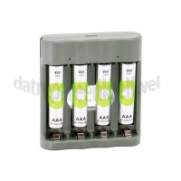 Foto van GP Batterijlader USB Batterijlader B441 Recyko + 4 AAA 850mAh batterijen Nimh HR03 