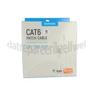 Foto van Technetix Aansluitkabel Patchkabel Cat6 wit RJ45 15 meter Snelheden van 10Gbps 