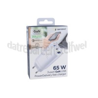 Foto van Gembird USB power adapter USB-C Combo Snellader, 65W USB-C, USB-A, 3 Poorten, PowerDelivery 