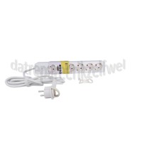 Foto van Q-Link Tafelcontactdoos 3x 1.5mm2 1.5 Meter Wit 6 Voudig zonder Randaarde, Schakelaar 