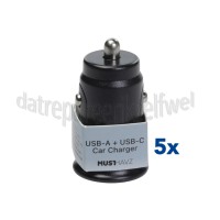 Foto van Musthavz USB Autolader 30W, zwart USB-A en USB-C, Universeel gebruik 