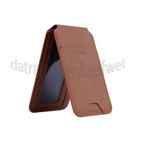 Foto van Musthavz Kaarthouder Vegan Leather Wallet, met Standaard, Bruin MagSafe, 3 Bankpassen 