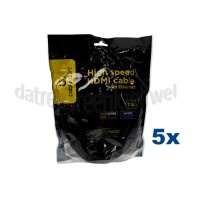 Foto van HDMI Kabel HDMI A Male - HDMI A Male 7,5 Meter, High Speed met Ethernet, Verguld 