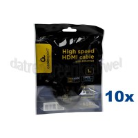 Foto van HDMI Kabel HDMI A Male - HDMI A Male 1 Meter, High Speed met Ethernet, Verguld 