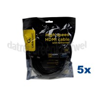 Foto van HDMI Kabel HDMI A Male - HDMI A Male 10 Meter, High Speed met Ethernet, Verguld 
