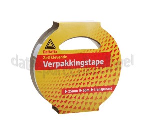 Foto van Deltafix Tape Verpakkingstape transparant 25mm breed en 66m lang 