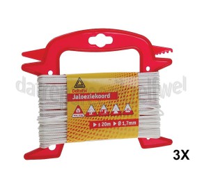 Foto van Deltafix Koord Jalouziekoord wit Haspel met 20mx1,7mm 