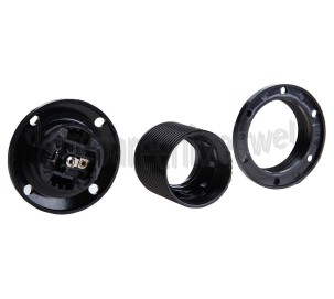 Foto van Lamphouder E27 60W zwart Fitting met ring 