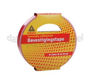 Foto van Deltafix Tape Bevestigingstape wit Tweezijdig zelfklevend 5000x19mm 