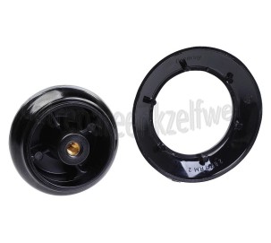 Foto van BK Knop Zwart, met afdekplaatje Uni, inw. schroefdraad M5 