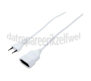 Foto van Snoer 2x0.75mm2 2300W wit 5M verlengsnoer met eurostekker 
