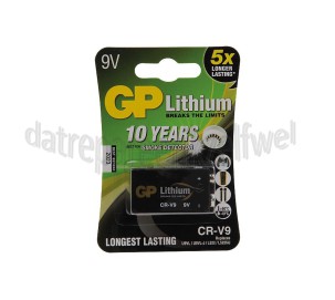 Foto van GP Batterij Blokje 6LR61 9V E blokje Lithium *10 jr mbt rookmelder* 