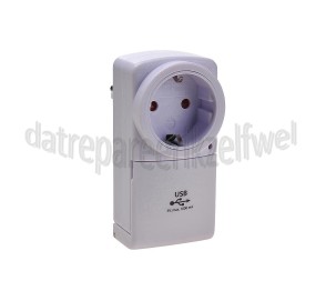 Foto van Exin Stekker Doorvoerstekker met USB Met controle LED, Wit, 3500W 