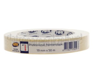 Foto van HPX Tape Afplakband 60 Graden Cremewit Masking Tape, 19mm x 50 meter 