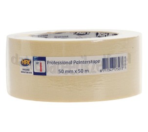 Foto van HPX Tape Afplakband 60 Graden Cremewit Masking Tape, 50mm x 50 meter 