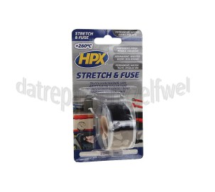 Foto van HPX Tape Stretch & Fuse Zwart Isolatietape, 25mm x 3 meter 