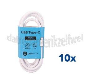 Foto van Grab 'n Go USB Kabel USB Type C male naar USB Type A male, Wit 1m 