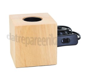 Foto van Calex Lamphouder Tafelarmatuur met schakelaar, hout E27, 1,8m snoer, max. 1x40W 