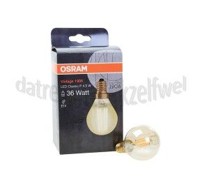 Foto van Osram Ledlamp Vintage 1906 LEDlamp Classic P45 4,5W, 420 Lumen, 2500K, E14 