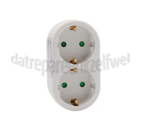 Foto van Stekker Verdeelstekker 2 x Randaarde verticaal 2xRA, 3500W 