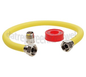 Foto van Easyfiks Gasslang Aansluit set compleet 60cm voor inbouw apparatuur Comfort aansluiting, gasslang en teflontape 