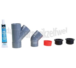 Foto van Easyfiks T-stuk Afvoerset met bocht+lijm 40mm, wasmachine/droger 