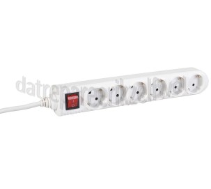 Foto van Tafelcontactdoos 3x1mm2 2500W RA wit 3M 6v tafelcontactdoos met schakelaar 