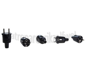 Foto van Stekker Pvc + RA zwart Stekker 10/16A 