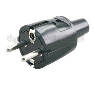 Foto van Q-Link Stekker 16A 3600W RA zwart Stekker van PVC 