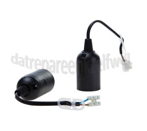 Foto van Q-Link Lamphouder E27 60W glad zwart verhuisfitting met kabel en kroonsteen 