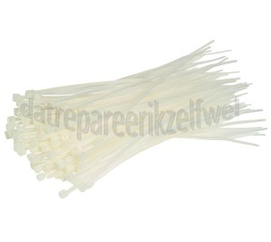 Foto van Bundelbandjes 140x3,6 mm transparant/wit Tie-wrap 