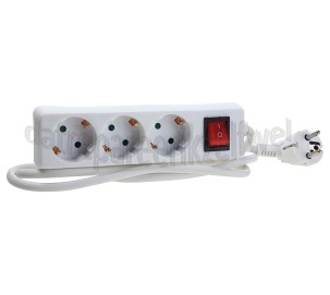 Foto van Easyfiks Tafelcontactdoos 3x1,5mm2 3500W RA wit 1,5M + schakelaar 3v tafelcontactdoos 