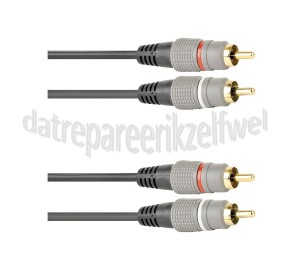 Foto van Easyfiks Tulp Kabel 2x Tulp RCA Male - 2x Tulp RCA Male 2.5 Meter, Afgeschermd 